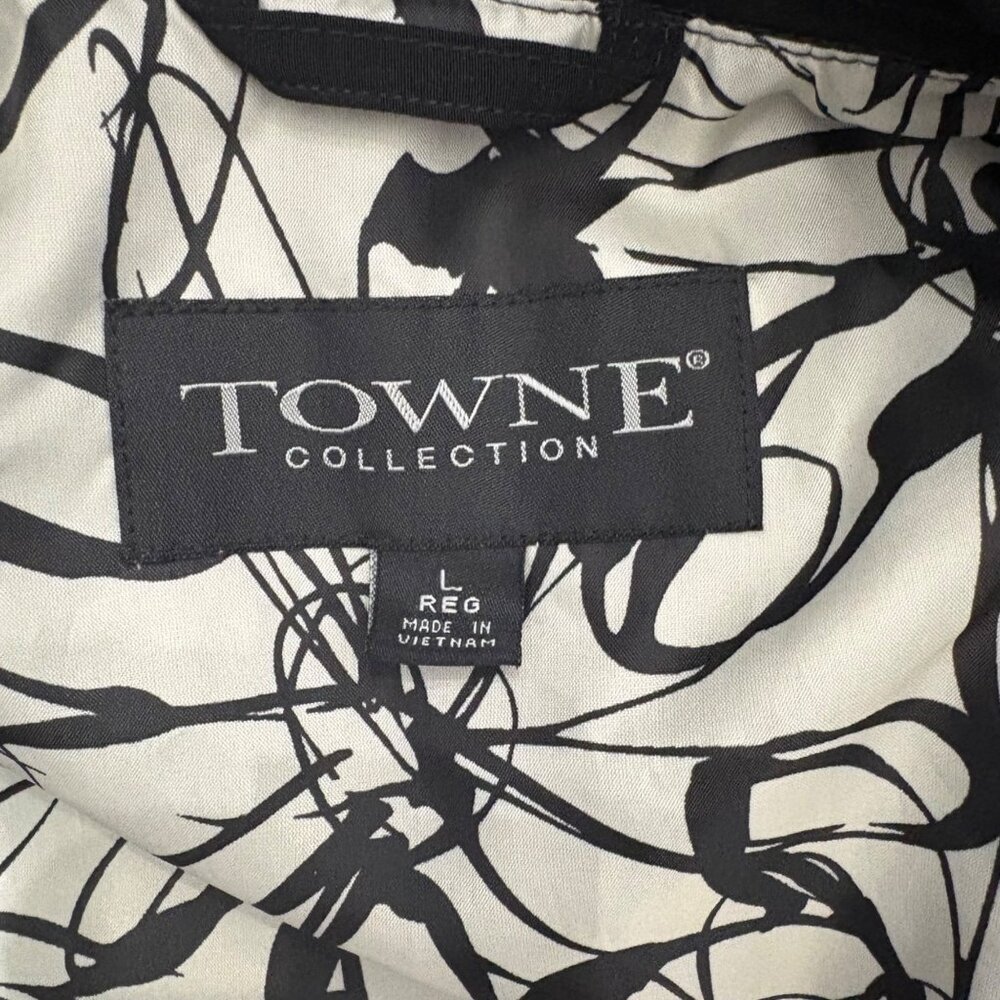 Towne Collection Black Urban Hooded Sleek Contemporary Rain Jacket Womens Large - Picture 5 of 16